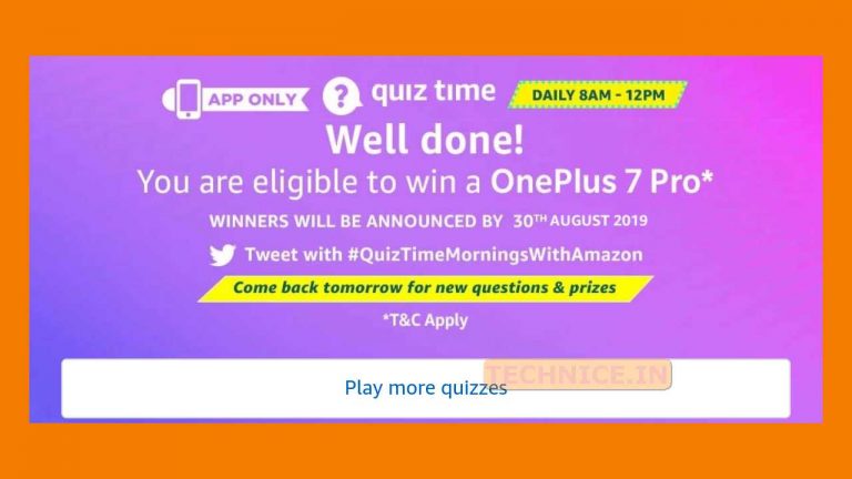 Amazon OnePlus 7 Pro Quiz Answers Today Win OnePlus 7 Pro Free