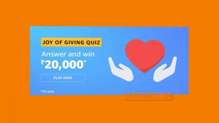 Amazon Joy Of Giving Quiz Answers Win Rs 20000 Today Free
