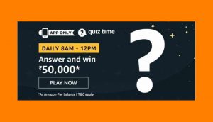 Amazon Rs 50000 Quiz Answers