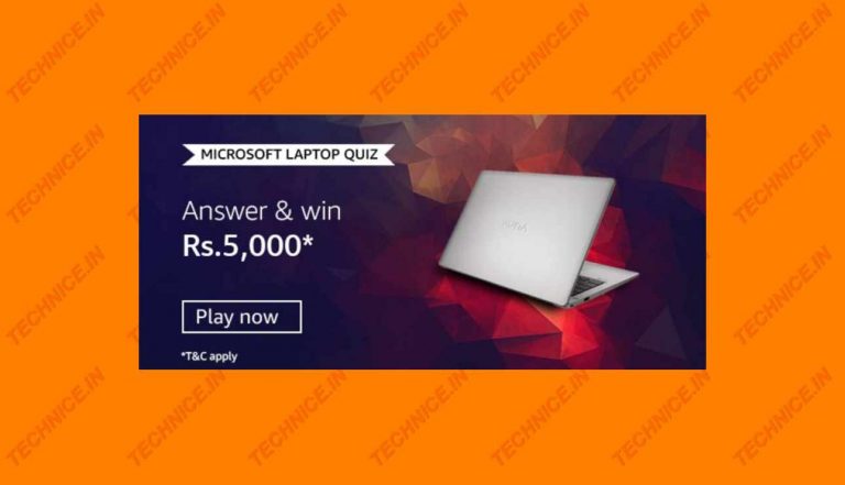 Amazon Microsoft Laptop Quiz Answers Win Rs 5000