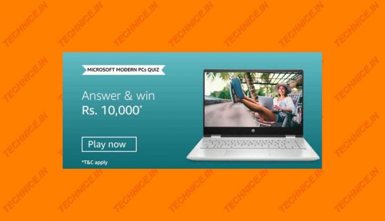 Amazon Microsoft Modern PC Quiz Answers Win Rs 10000