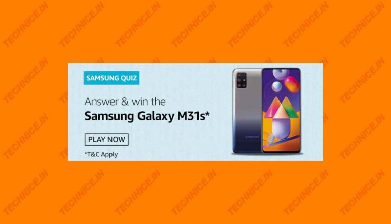 Amazon Samsung Galaxy M31s Quiz Answers Win Samsung M31s
