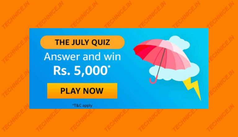 Amazon The July Quiz Answers Win Rs 5000
