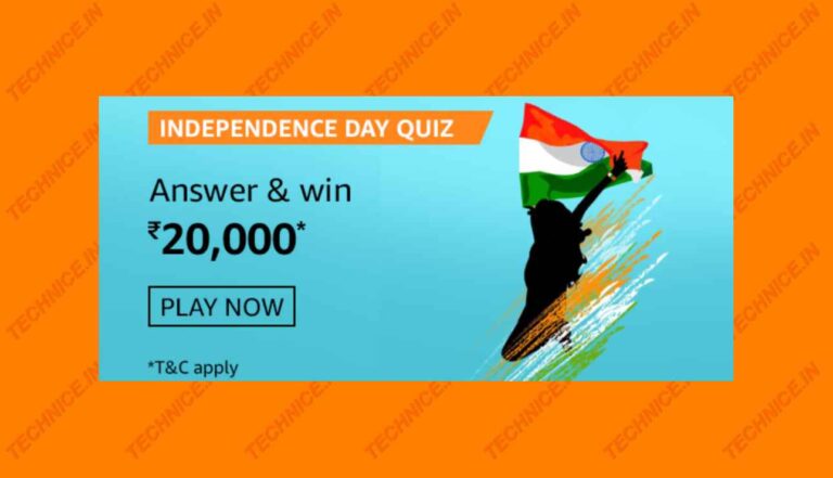 Amazon Independence Day Quiz Answers Win Rs 20000