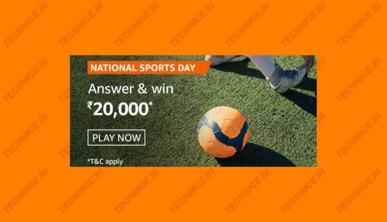 Amazon National Sports Day Quiz Answers Win Rs 20000