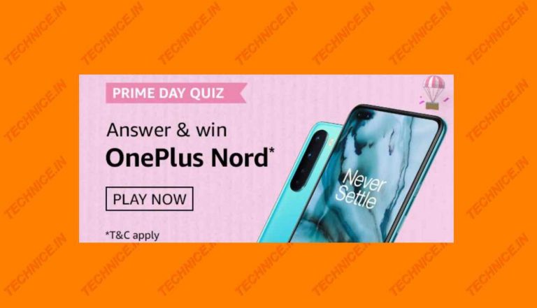 Amazon Prime Day Quiz Answer And Win OnePlus Nord