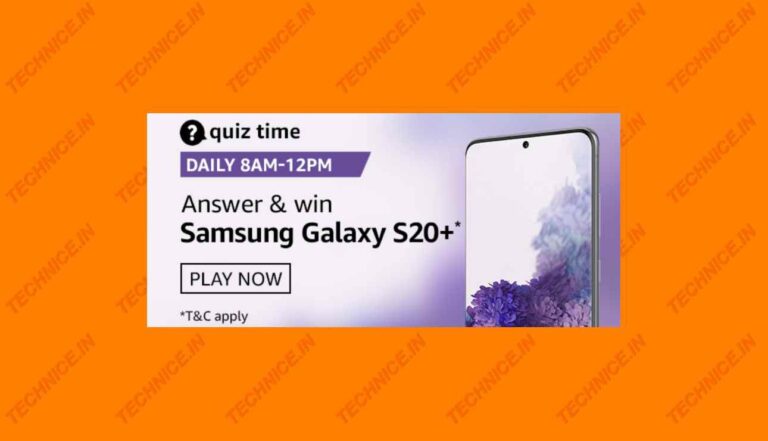 Amazon Samsung Galaxy S20+ Quiz Answers Win Galaxy S20+ Free
