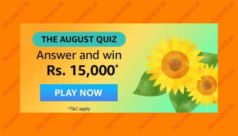 Amazon The August Quiz Answers Win Rs 15000