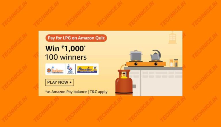 Pay For LPG On Amazon Quiz Answers Win Rs 1000