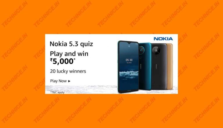 Amazon Nokia 5.3 Quiz Answers Win Rs 5000