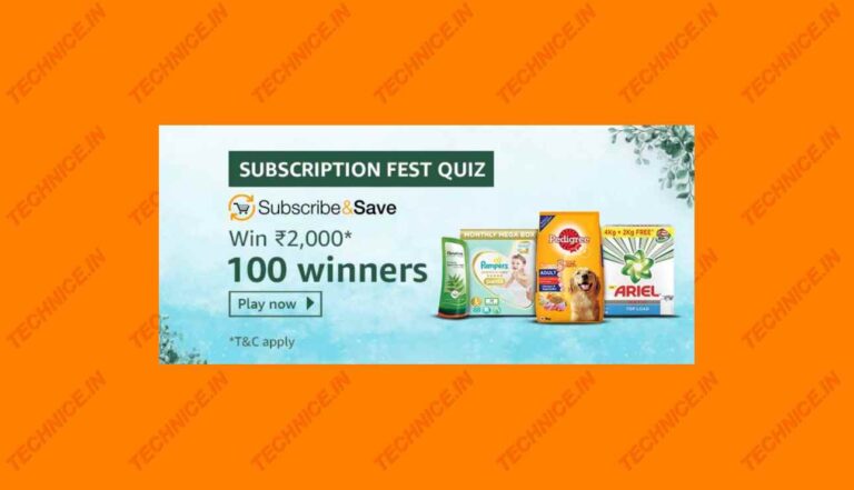Amazon Subscription Fest Quiz Answers Win Rs 2000