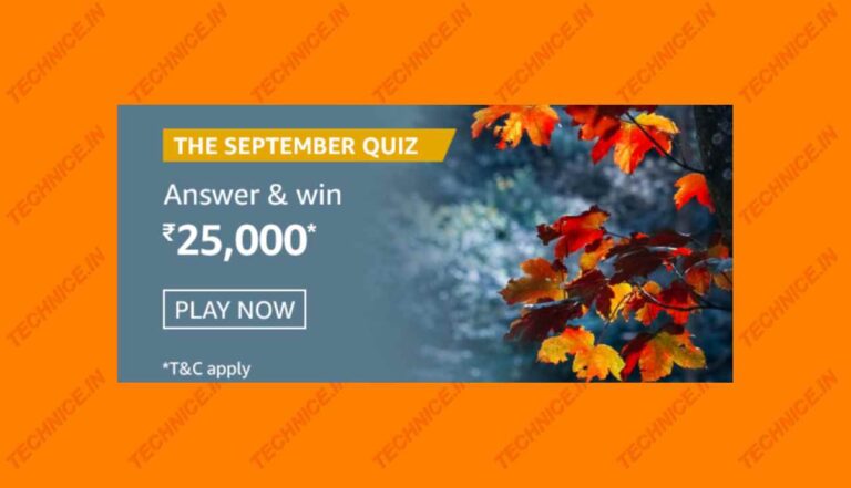 Amazon The September Quiz Answers Win Rs 25000