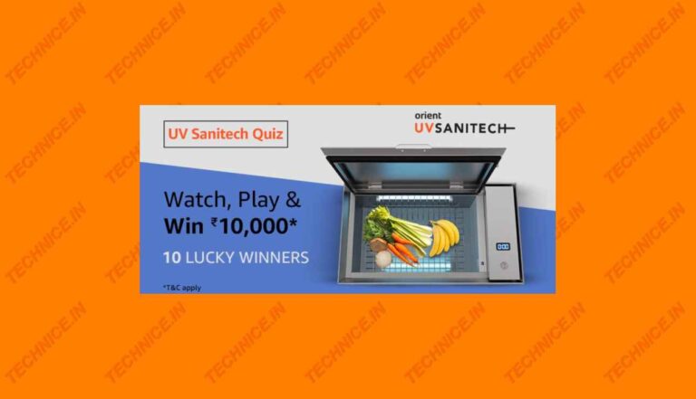 Amazon UV Sanitech Quiz Answers Win Rs 10000