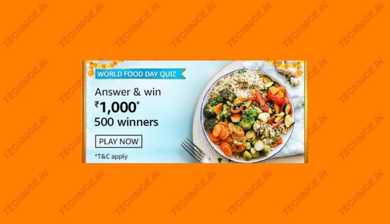 Amazon World Food Day Quiz Answers Win Rs 1000