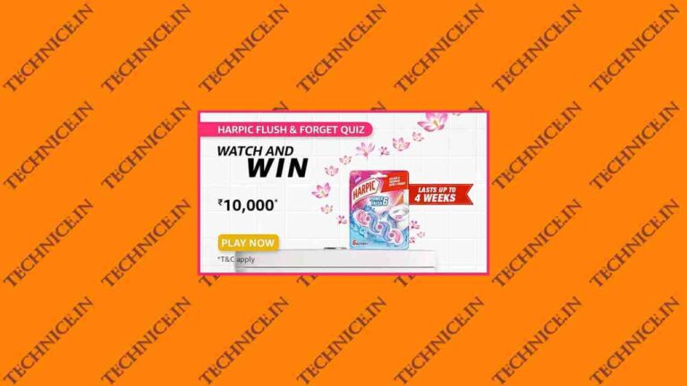 Amazon Harpic Flush Ans Forget Quiz Answers Win Rs 10000